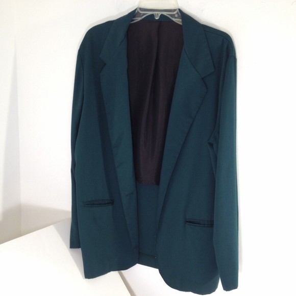 Vintage Womens Blazer Jacket Forest Green Made in USA Pockets Measures Large - Picture 1 of 8